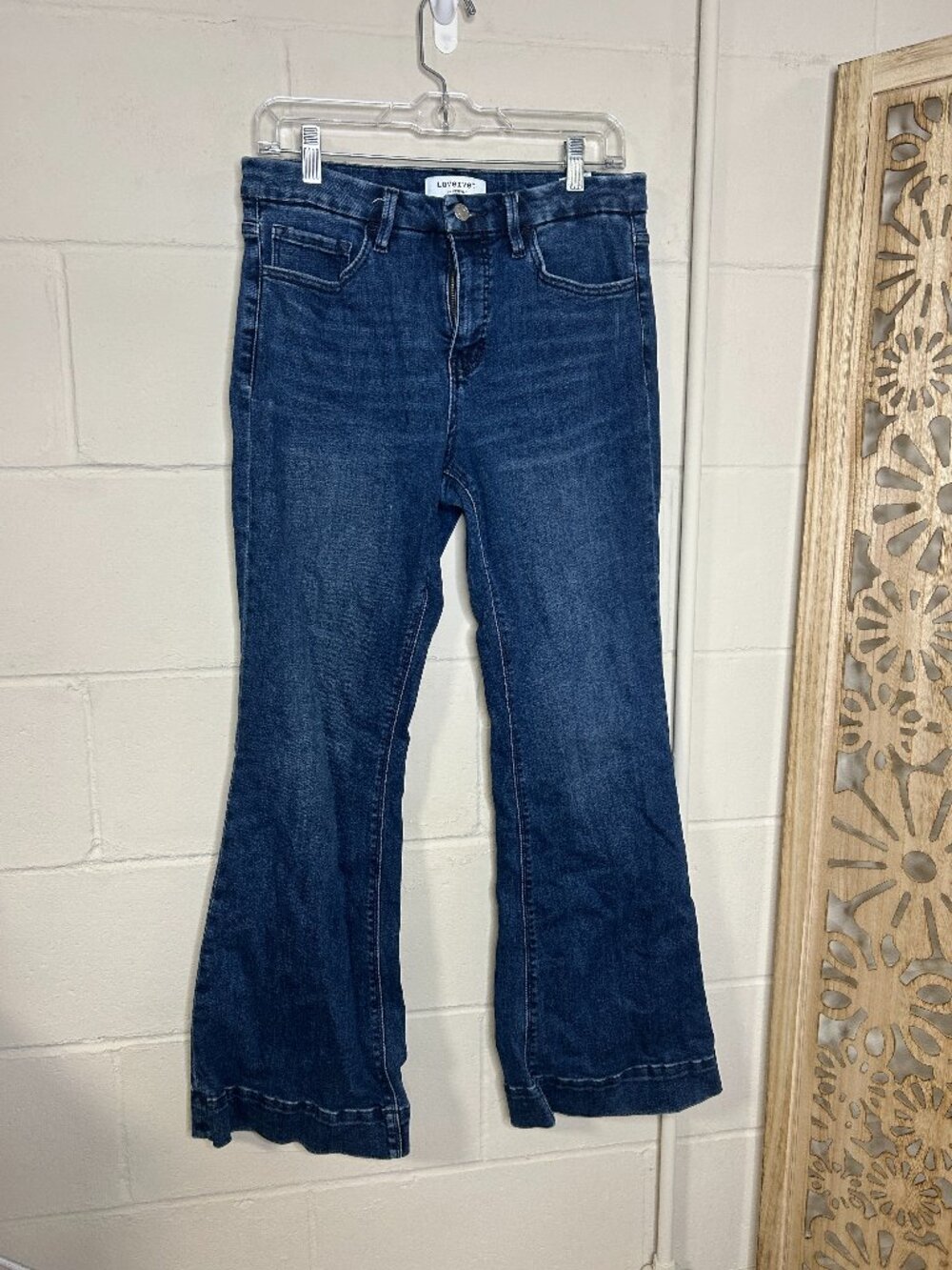 Lovervet Jeans Womens 30 High Rise Flare Dark Wash Stretch Denim 70s Boho